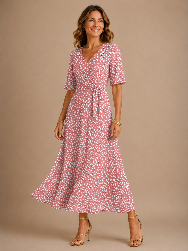 Colette | Elegantní puntíkované midi šaty s lichotivým střihem