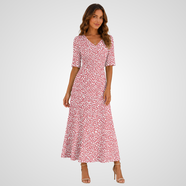 Colette | Elegantní puntíkované midi šaty s lichotivým střihem