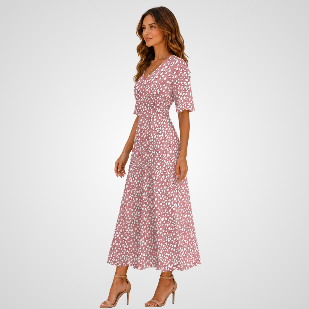 Colette | Elegantní puntíkované midi šaty s lichotivým střihem