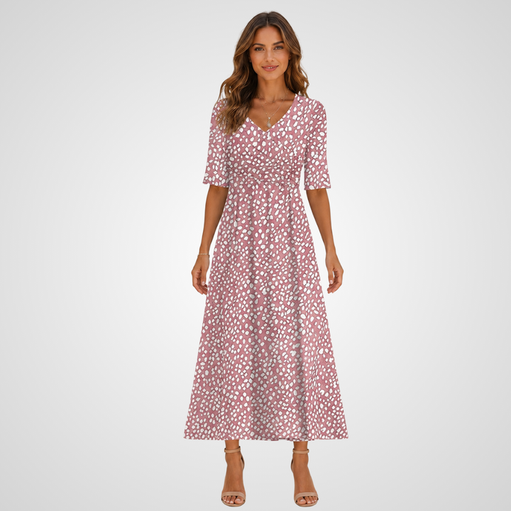 Colette | Elegantní puntíkované midi šaty s lichotivým střihem